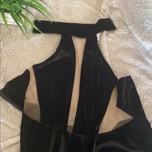 Velvet Black Formal Dress with slit Size S